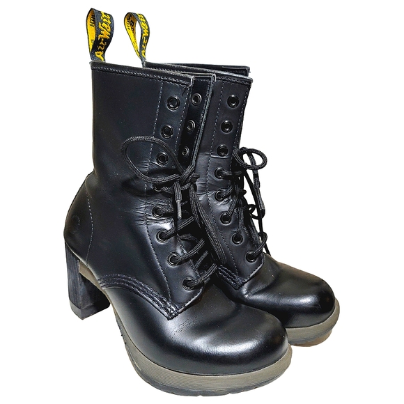 Dr. Martens Shoes - Dr. Martens Black High Heel Lace Up Boots  Size 6